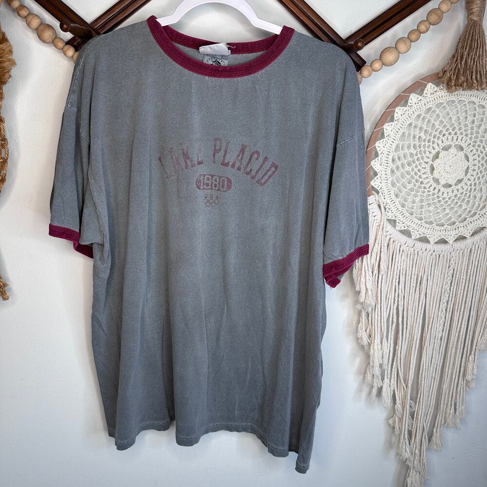 Vintage USA Olympics Lake Placid Ringer T